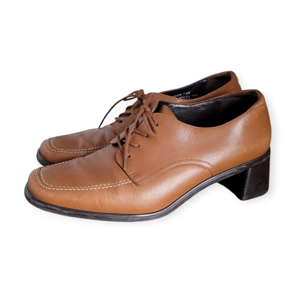 Rockport Block Heel Leather Oxfords